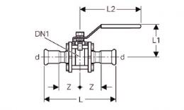 Mapress ball valve stainless steel drawing