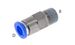 Straight push-in coupling with conical thread and shut-off valve - dimensions Straight push-in coupling with conical thread and shut-off valve - dimensions