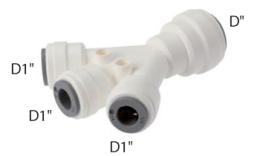 Three-way transition coupling push-in, food (inch) - dimensions