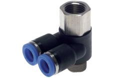Knee Y screw-in screw-on coupling with O-ring
