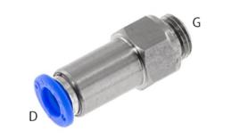 Válvula antirretorno con rosca de gas externa y conexión push-in - dimensiones