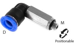 Acoplamento aparafusado push-in de joelho longo com O-ring, 6mm, M5, mini - dimensões