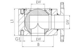 3-way flanged ball valves, reduced bore to 16 bar Drawing