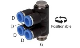 Divisore banjo a ginocchio 4 posizioni con O-ring - dimensioni