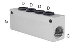 Push-in verdeelblok, 4 x 8mm - afmeting