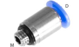 Gerade Steck-Einschraubkupplung, 4mm, M5, O-Ring, mini - Abmessungen Gerade Steck-Einschraubkupplung, 4mm, M5, O-Ring, mini - Abmessungen