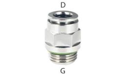 Straight Push-In Screw-In Coupling, G-Thread, High Temperature - Dimensions