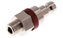 Coupling plug (red sliding sleeve) NW5 with external wire, brass nickel -plated (MSV)