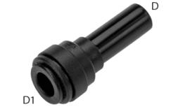 Pipe transition push-in, steel food - dimensions