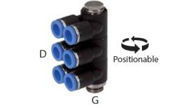 Divisor de banjo de joelho 6-pos O-ring - dimensões