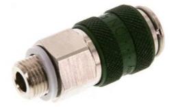 Quick coupling (green sliding sleeve) NW5 with external wire, brass nickel -plated (MSV)