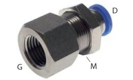 Straight screw-on coupling bulkhead grommet - dimensions
