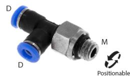 Raccord à visser en L avec joint torique, 3mm, M6, mini - dimensions