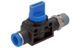 3-2-way valves with external thread and push-in thread hose