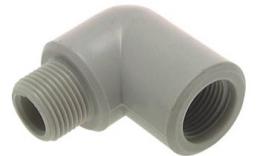 90 ° screw-in elbow with internal and external thread made of plastic PP