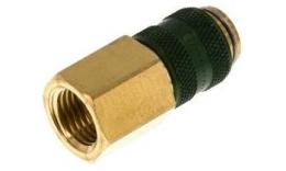 Quick coupling (green sliding sleeve) NW5 with inner thread, brass (MS)