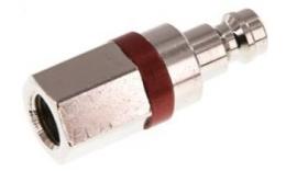 Coupling plug (red sliding sleeve) NW5 with inner thread, brass vernickeld (MSV)