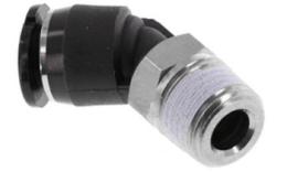 Kolano wkręcane 45 stopni z gwintem stożkowym, 6mm, R 1-8'', mini
