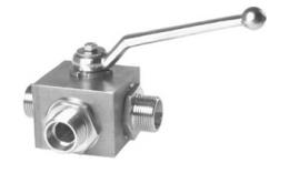 Stainless steel 3-way high-pressure ball valves with cutting ring connection ISO 8434-1 to 400 bar