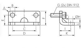 Zeichnung der 12-25 kompakten Zylinderfußbefestigung