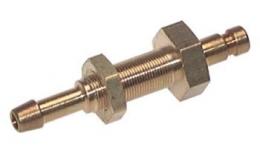 Plug-in nipple NW 2.7 with bulkhead transit and hose barb Brass