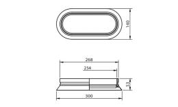 Drawing Oval suction cup, diameter 300x140 mm