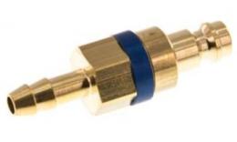 Coupling plug (blue sliding sleeve) NW5 with hose, brass (MS)
