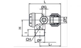 Terugslagklep voor compressor buitendraad - moer_Tekening