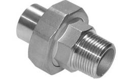 Three-part couplings with welding end and external thread flush stainless steel