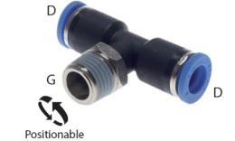 T push-in inschroefkoppeling met conische draad - afmetingen