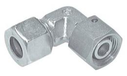 Drehbare Knieschneidringverschraubung mit Dichtkegel und O-Ring Stahl verzinkt
